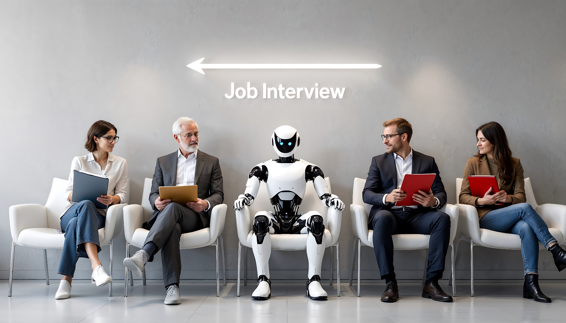 A candidate interviewed alongside an AI system in a modern workplace